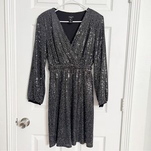 Alexa B |  Disco Ball Sequin Wrap Long Sleeve Dress